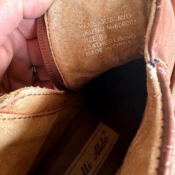 Delli Aldo Gustavo Leather Ankle Dress Boots Mens SZ 8.5 Chelsea Side Zip Formal - Picture 9 of 12